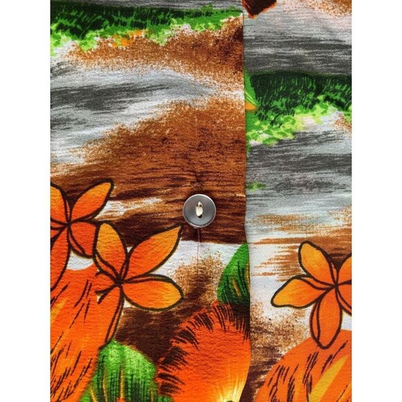 Vintage Kai Nani Hawaiian Shirt M Dagger Short Sleeves Pocket Hibiscus Hawaii - Picture 4 of 5